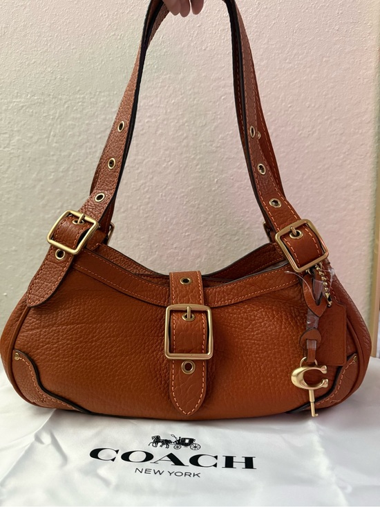 Coach Handbags - Coach Pebbled Leather Shoulder Bag in Saddle Brown with Gold Hardware